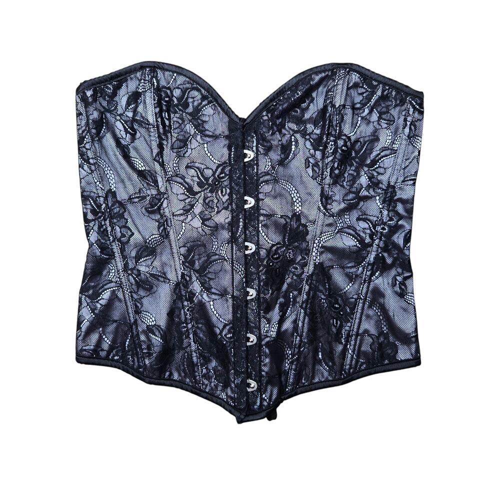 WIDOW Floral Lace Corset Black Size XL